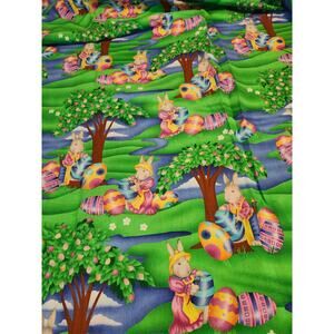 Daisy Kingdom Vintage Easter Fabric # 6869  Rabbits Eggs 1 3/4 Yds 44" Wide